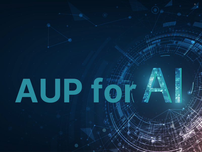 Business team using AI and automation tools with governance, review, data protection, and workflow controls.
