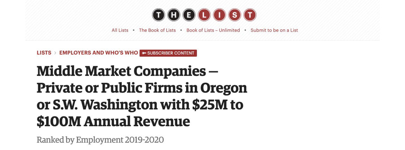 CTL Featured In Portland Business Journal's Middle Market Companies List