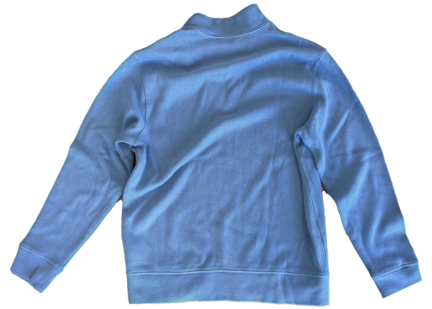 Men's Blue 1/4 Zip Sweater Elbow Patches Fleece Lining Size Large