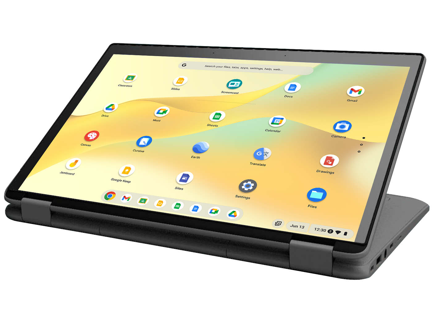 Chromebook device in tablet mode